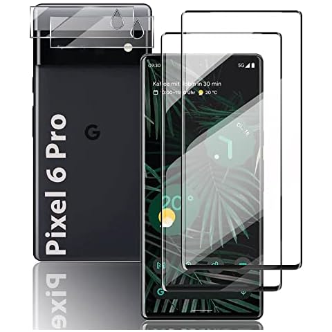2+2 Pcs for Google Pixel 6 Pro Screen Protector Tempered Glass (2 Pcs) +Camera Lens Protector (2 Pcs), [100% Fingerprint Unlock] HD Clear Film for Google Pixel 6 Pro 5G Tempered Glass Screen Protector Cover
