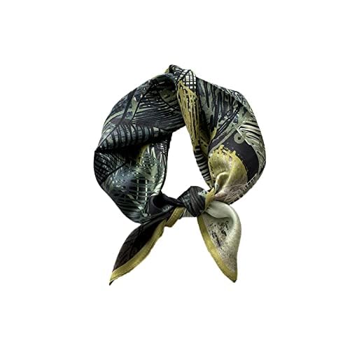 MEISEE Pure Mulberry Silk Scarfs Women Small Square Scarf 21" x 21" Breathable Lightweight Neckerchief Printed Headscarf -blue-12