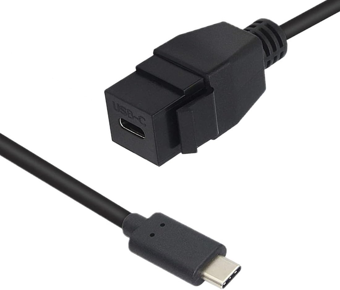 Rosebe USB-C 3.1 キーストーンジャック挿入ケーブル、USB 3.1 Type C オス - メス 壁プレートコンセン