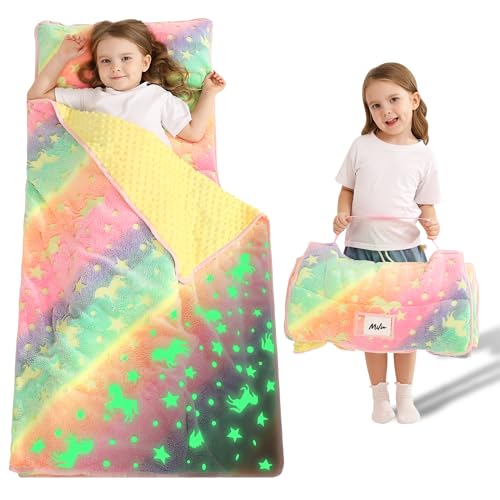 Image of Lasoftan Toddler Nap Mat with Pillow and Blanket, Extra Large Rolled Napping Mats,Slumber Bags for Boys Girls,Kids Sleeping Bag for Daycare, Preschool Travel Camping