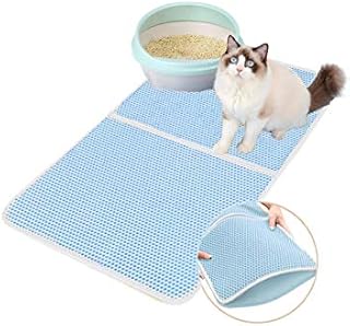 Premium Cat Litter Mat, Cat Litter Box Mat Scatter Control, Waterproof Double Layer, Large Size 50 x 40 cm (Blue, XL)