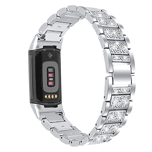 Bracelet Fitbit Charge 5 strass en métal élégant pour femme