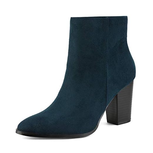 DREAM PAIRS Anita Botines de Tacón Grueso Moda Cómodo para Mujer Azul Marino Ante 39 EU/8 US