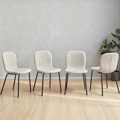 NORDICANA Esszimmerstühle 4er Set, Küchenstühle, Boucle Stuhl, Essstuhl, Retro Design, Metallbeine, für Esszimmer, Wohnzimmer, Küche, Schlafzimmer und Empfangsraum (Beige) NORDICANA Esszimmerstühle 4er Set, Küchenstühle, Boucle Stuhl, Essstuhl, Retro Design, Metallbeine, für Esszimmer, Wohnzimmer, Küche, Schlafzimmer und Empfangsraum (Beige)