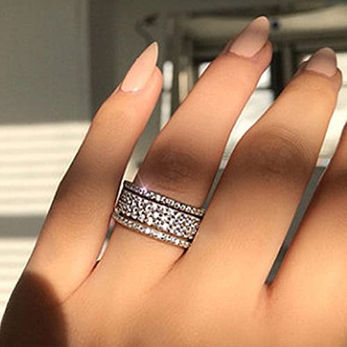 925 Sterling Silver Cubic Zirconia Eternity Engagement Wedding Bands Wedding Ring Anniversary Eternity Bands 3 Band Width Rings CZ Engagement Bridal for Women3