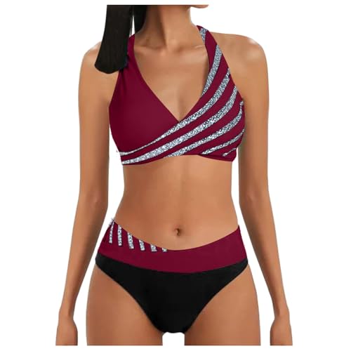 Bikini Mujer de Baño 2 Piezas Sexy Conjunto de Bikini para Mujer Conjunto Bikinis Cintura Alta Estampado Floral Sexy Viajes Vacaciones Playa Verano