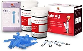 sinocare Diabete Blood Glucose Test Strips x 50 & Diabetes Lancets x 50, Safe AQ Test Strips, Blood Sugar Test Strips for Safe AQ Smart/Voice Only