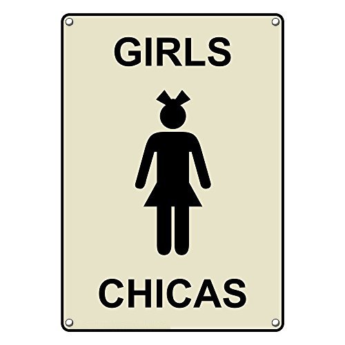 Amazon.com: Weatherproof Plastic Vertical Girls - Chicas Restroom Sign ...