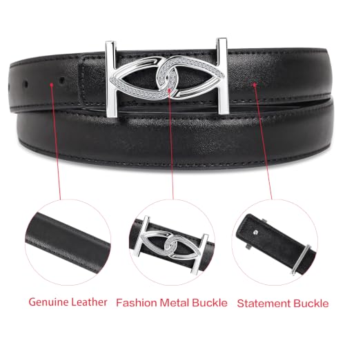 Image of Women's Leather Belt with Buckle - Ideal for Dresses, Jeans, and Coats