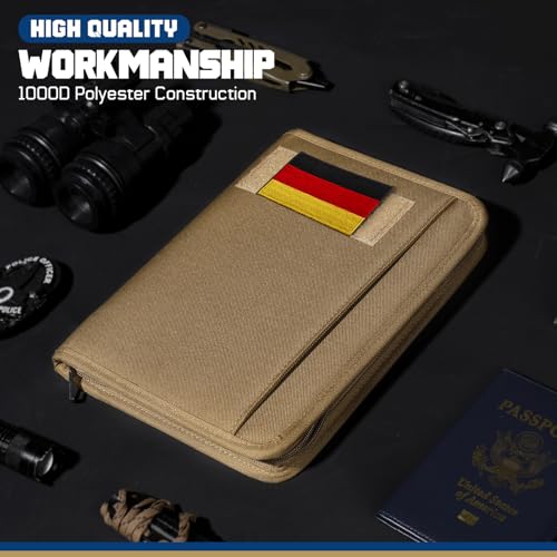 WYNEX Tactical Notebook Padfolio Ringbinder mit 80 Blatt, Notebook taktische Portfolio Binder mit Reißverschluss für taktische Ausrüstung und Organizer, Armee Militär nachfüllbar A5 6 Ringbinder