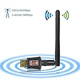 【Antena poderosa externa】: Mini adaptador sin hilos innovador de la venda dual, la tecnología más nueva y más de gran alcance de WIFI-3 veces más rápidamente que las velocidades sin hilos de N. La banda dual reduce la interferencia para mejores conexiones con más redes inalámbricas.