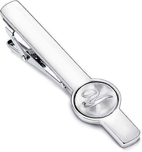 ORAZIO Engraved Initial Tie Clip Bar Letter Tie Pins Set for Mens Business Wedding Shirts Tie Clips A-Z