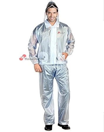 ducklingz Hallucination Bikers Raincoats for Men Made of Highest Quality PVC 100% Waterproof; Riders rain Jacket and Pant Super Soft Durable semi Transparent rain Suit Gear