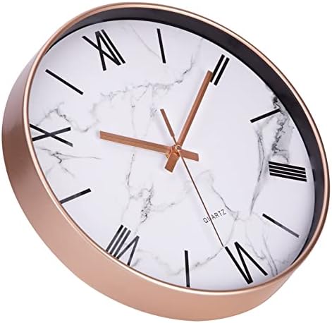 VIVILINEN 12inch Wall Clock, Large Modern Slient Non-ticking Marble pattern Wall Clock for Living Room Bedroom Classroom Home Decor