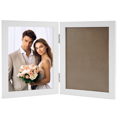 TESSTSY Cadre Photo 13x18, Cadre Photo Double, Cadres Photo Doubles Pliables, Cadre en Bois Collage Pliable, Double Multiple Pliable 2 Photos, pour Mariages...