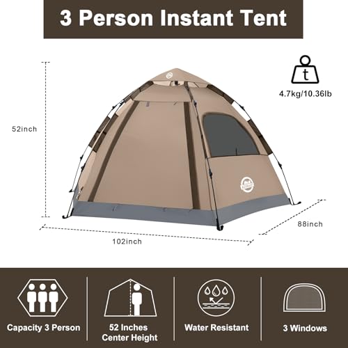 ADSMART Toldo Instantáneo para Camping 3 Personas Impermeable Fácil Instalación miniatura 2