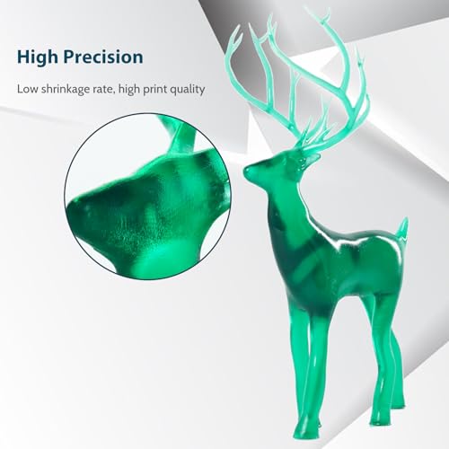 Image of 3D Printer Resin, 16K High Transparent Resin, High Precision & Clear 3D Printing Photopolymer Liquid, 405nm Fast UV-Curing Resin for LCD /DLP /MSLA 3D Printer, Clear Green 1000g