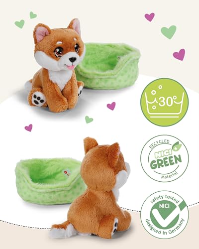 NICI Kuscheltier Hund Shiba Inu 12cm im Körbchen - braun