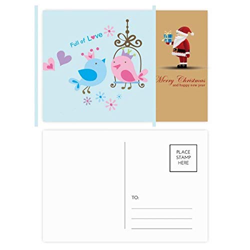 Cartes postales Lovely Birds Cage Père Noël pour décorer la table de réveillon