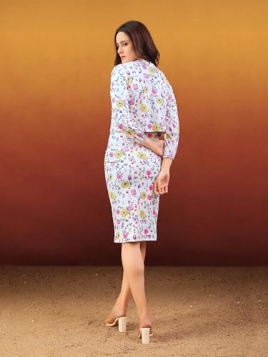 Image of PURVAJA Women's Puff Sleeve Midi Printed Co-Ords