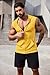 COOFANDY Men Workout Tank Top Fitness Bodybuilding Sleeveless T Shirt Zip Up Hoodies with Two Side Pockets Yellow Xx-Large