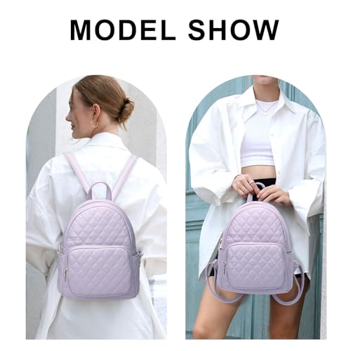 Image of Quilted Small Backpack for Women PU Leather Casual Handbag Daypack Purse | Stylish Quilted Design, water-resistant premium PU leather, matches all daily outfits, lightweight for everyday carry