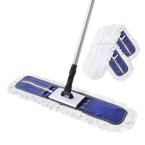CLEANHOME 24" Commercial Dust Mop for Floor Cleaning, Heavy Duty Duster Floor Mop with 59” Extendable Long Handle,Hotel Gym Garage Hospital Household Cleaning Supplies for Hardwood,Marble Fl