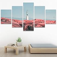 SIGNWIN 5 Panel Canvas Wall Art Modern Art Country Dramatic Global Landscape Multicolor Photography for Home Decorations Ready to Hang - 60