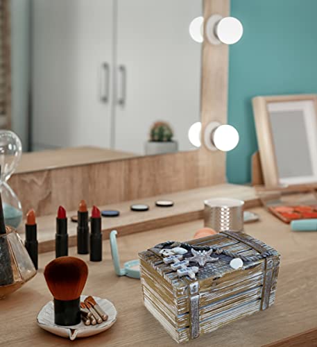 Puzzled CoTa Global Baja Beach Medium Wooden Jewelry Box - Handcrafted Nautical Trinket with Seashell and Starfish Decorations Accent Tabletop Home Decor - 6.75 Inch - Image 7