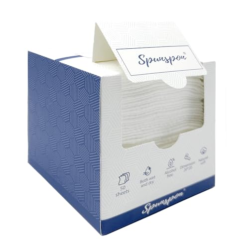 Spunspon Toalhas limpas de 50 unidades, toalha de rosto descartável, biodegradável, grande, seca, gr