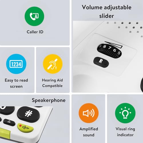 DORO - Doro PhoneEasy 312cs - Schnurgebundenes Festnetztelefon - Große Displayanzeige - Extra große Tasten - Freisprechfunktion - Lautstärkeregler - Anrufanzeige - Weiß