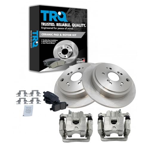 Image of TRQ Rear Brake Pad and Rotor Set Ceramic Rotors Calipers
