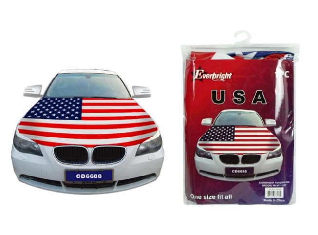 Image of Car Hood Cover Country Flag Hood Cover Durable Weatherproof Universal Fit Car Cover for All Seasons Protection Custom Fit for Cars Trucks SUVs (USA)