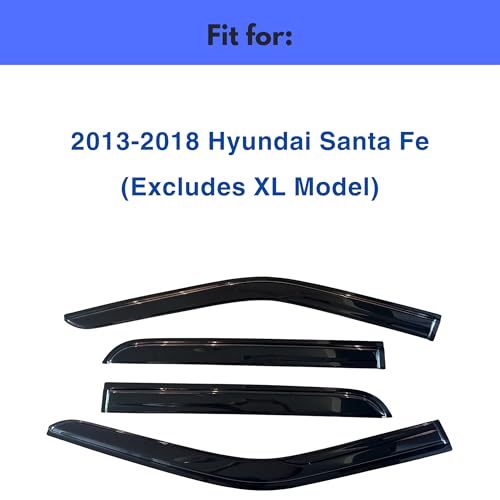 Image of IG Window Visors Fit for 2013-2018 Hyundai Santa Fe, Out-Channel Rain Guards Vent Wind Deflectors 4PC, Car Accessories for 13-18 Santa Fe (Excludes XL Model)