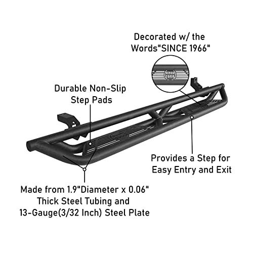 U-Box Bronco Side Step Running Board Drop Down Rock Slider Rails Compatible With 2021 2022 2023 Ford Bronco 4-Door Textured Steel Non-Slip Step Pads #TOP5