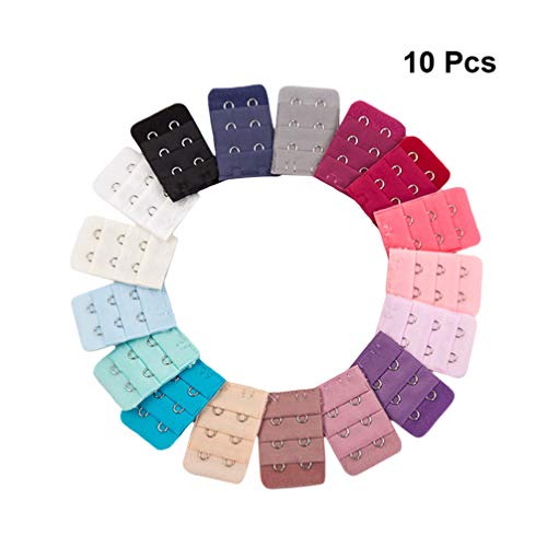 10 extensores de sutiã feminino da Pretyzoom, 10 peças, 3 fileiras de 2 botões, fivelas de extensão