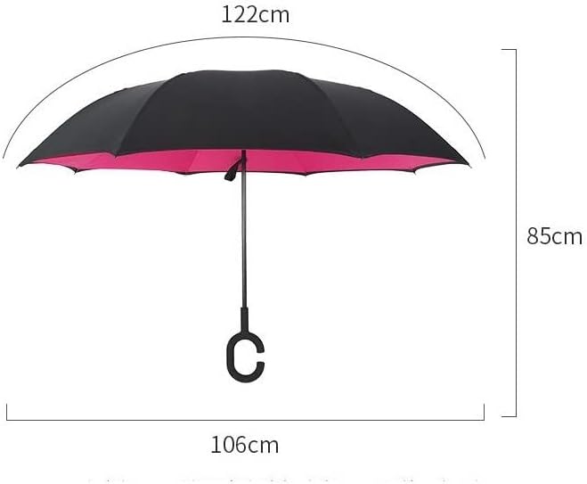 Portable Umbrella for Travel C Handle Windproof Reverse Folding Umbrella Man Women Sun Rain Car Inverted Umbrellas Anti UV Self Stand Parapluie Umbrella Outdoor(B)