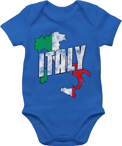 Baby Body Kurzarm - Fahnen und Flaggen - Italy Umriss Vintage - 6/12 Monate - Royalblau - italien trikot mädchen stadt italia babysachen country italian babykleidung städte italiener babybody