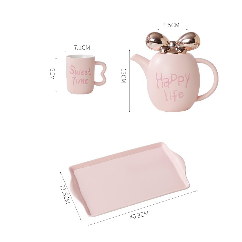 Brocca Elegante set da tè in ceramica 6 pezzi(Pink)