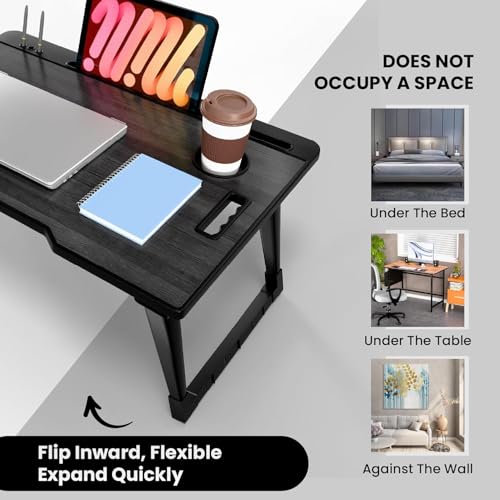 Image of Study Table Bed Table Premium Laptop Table /Foldable and Portable Wooden /Writing Desk for Office /Home /School (COTTED BLACK)