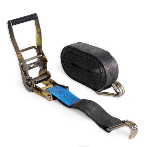 Image of Robustt Lashing Belt - Pack of 2 (Black) | Heavy Duty Ratchet Belt | 50mm x 10mtrs | Material | Double J Hooks Luggage Straps | Wear and Tear Resistant