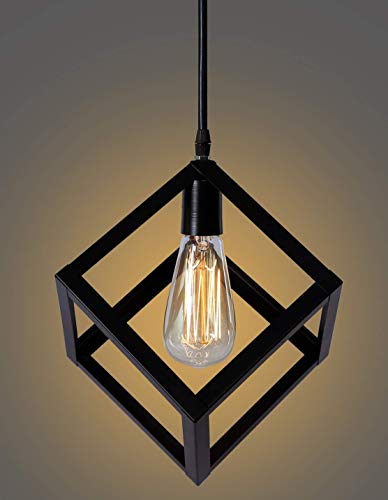 Image of Vintage Black Metallic Hanging Pendant Ceiling Lamp, for Bedroom, Living Room, Hotel, Cafe, Balcony Decor (Cube Set)