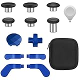16イン1メタルサムスティック Xbox One Eliteシリーズ2、Eliteシリーズ2コアコントローラーアクセサリーパーツ、メタルサムスティック6本、パドル4つ、Dパッド2つ、ツール4つ(ブルー)