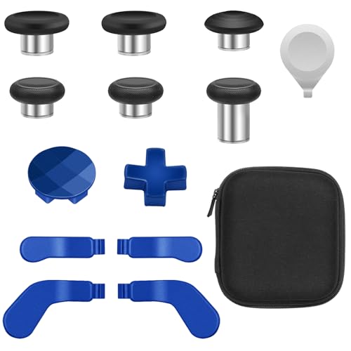 Image of 16 in 1 Metal Thumbsticks Suitable for Xbox One Elite Series 2, Elite Series 2 Core Controller Accessories Parts, 6 Metal Thumbsticks, 4 Paddles, 2 D-Pads and 4 Tool(Blue)