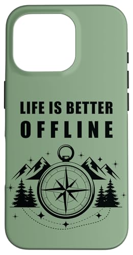 Life is Better Offline ? Camping & Hiking Outdoors Nature �X�}�z�P�[�X iPhone 16 Pro �p