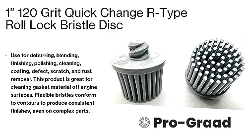 Image of 5 Pack 1 inch 120 Grit White R-Type Bristle Disc | Ceramic-Aluminum Oxide Abrasive Bristle Disc with Quick Change Roll Lock | Pack of 5 | White