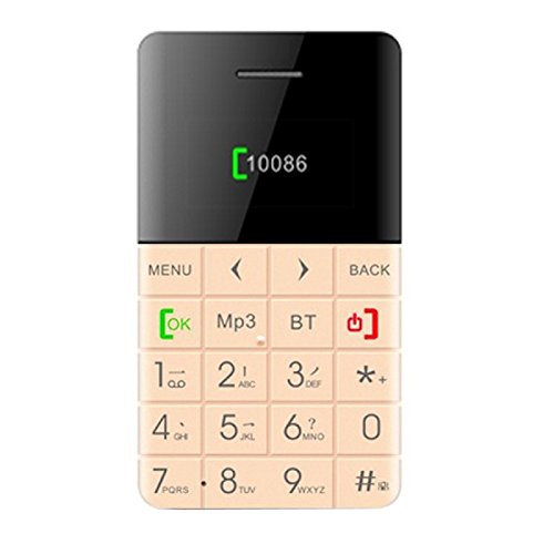 Generic AEKU Qmart Q5 Card Mobile Phone, Network: 2G, 5.5mm Ultra Thin Pocket Mini Slim Card Phone, 0.96 inch, QWERTY Keyboard, BT, Pedometer, Remote Notifier, MP3 Music, Remote Capture(Gold)