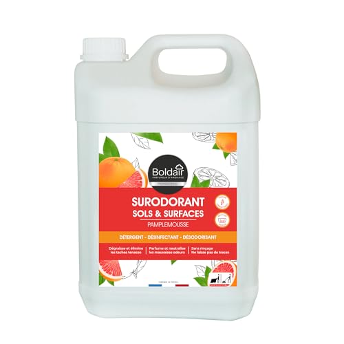 Boldair - Surodorant pamplemousse - Détergent, désinfectant, désodorisant - Sols & surfaces - Parfum pamplemousse - 5L - Fabrication française