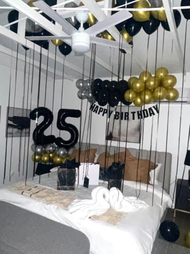 Image of 50 Balloon 40 inch Black Number Balloons for 50th Birthday Party Decoration | Saturated Color, Large 40 inch, With Inflation Straw & Hanging Holes, Great for Men's Birthday, Gothic Theme Party, Halloween