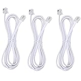 Telephone landline Extension Cord Cable Cord with Standard RJ-11 6P4C Plug (3Ft-3Pack, White)